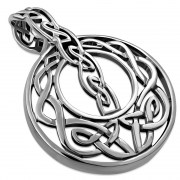 Unique Round Large Celtic Knot Silver Pendant, pn567